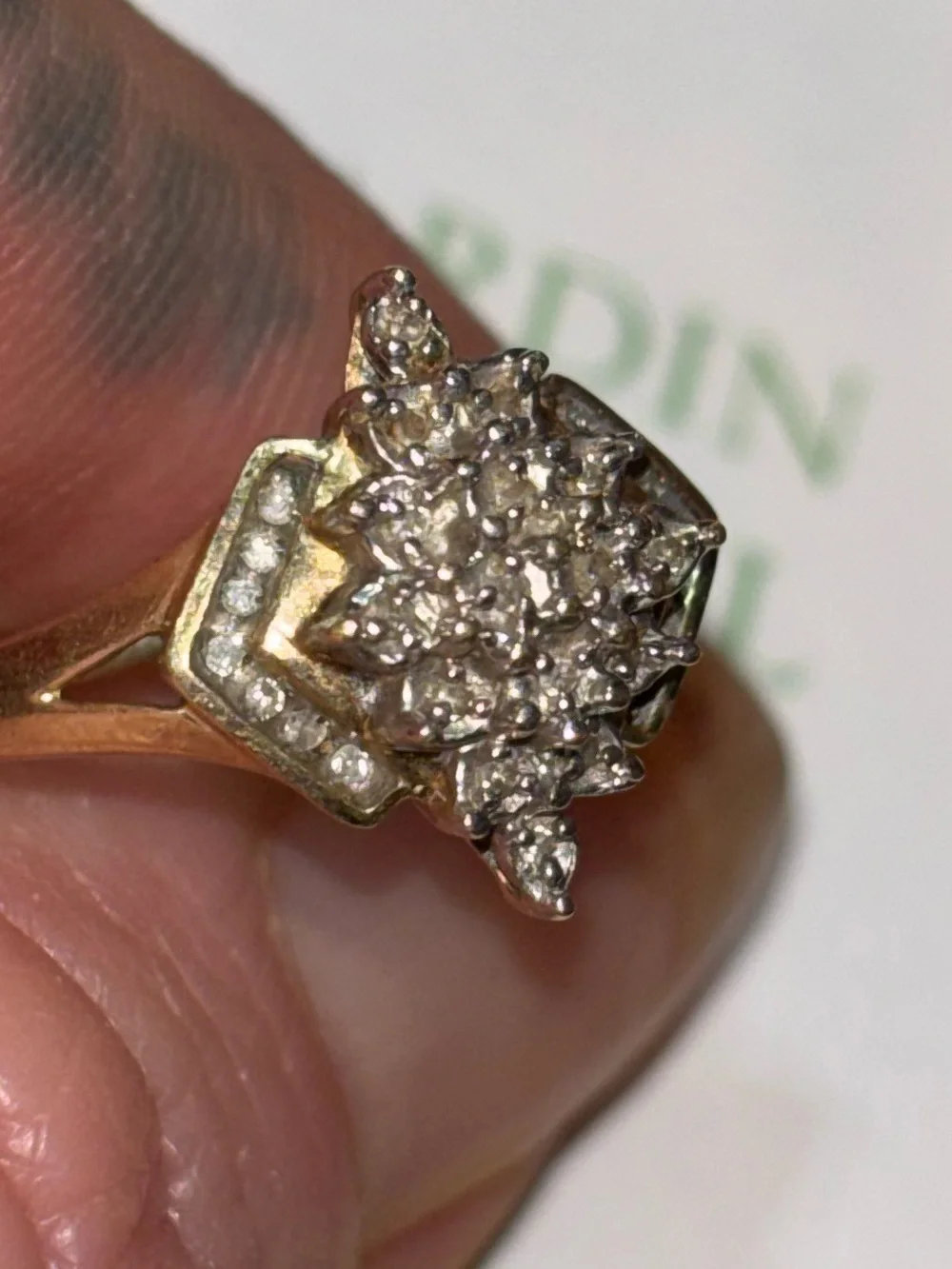 Vintage 10K Gold & Diamond Cocktail Ring